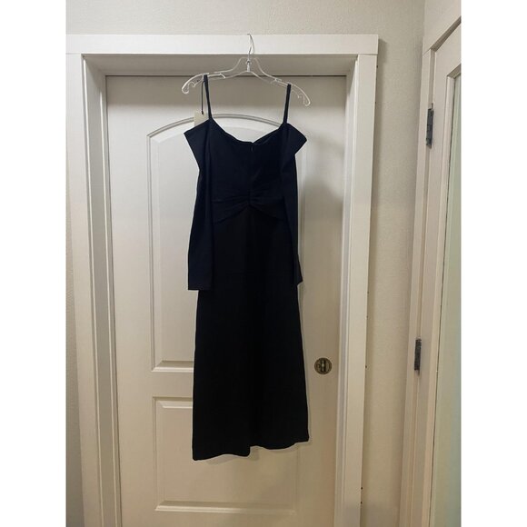 Alexis Dress Womens XS Black Asymmetrical Spaghetti Strap Cutout Side Slit Midi - Picture 5 of 5